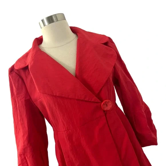 Nanette Lepore Red Button Front Jacket Size 6 EUC - Picture 6 of 12